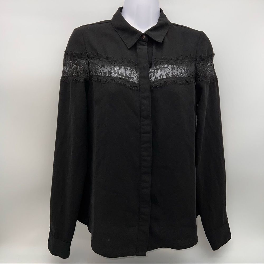 Koovs Designed in London Blouse w/Sheer Lace insert Around the Chest/Back/Arms S